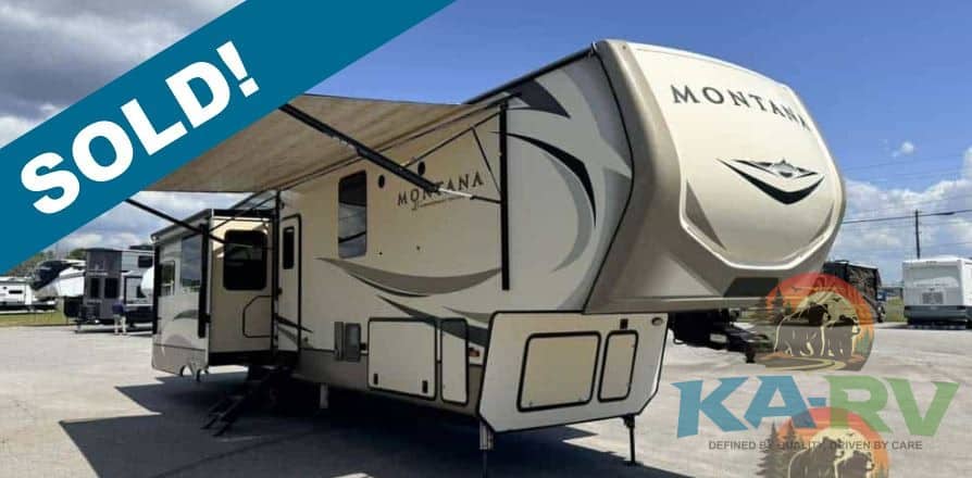 2019 Keystone Montana 3931FB RV with slide-outs and modern design.