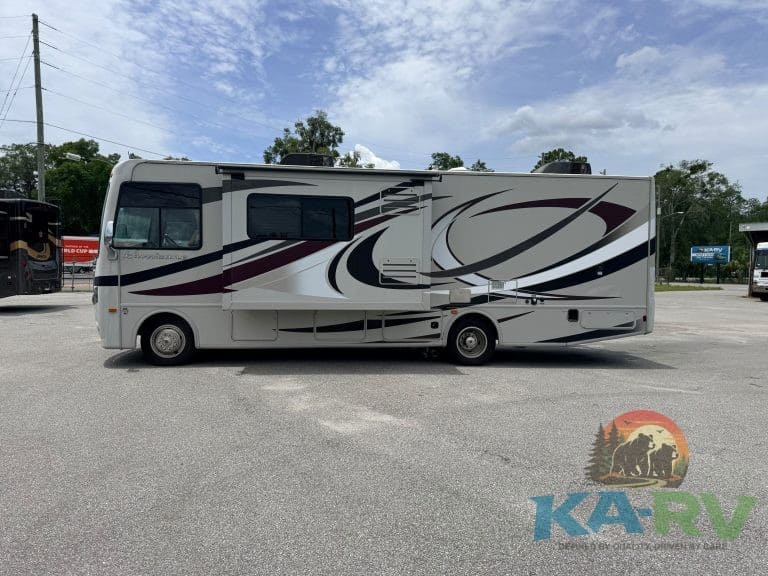 Luxury RV with modern design, ideal for Optima travel and camping adventures.