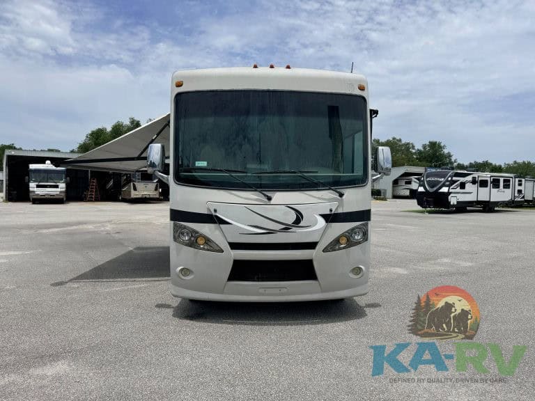 Modern RV front view at KA RV Repair, specializing in RV maintenance and repairs.