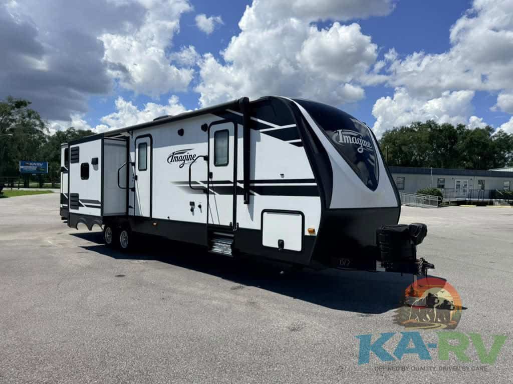 Travel trailer RV for sale at Karv Repair with modern design.