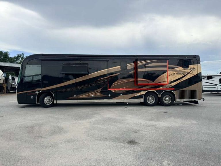 Luxury 2016 Entegra Cornerstone 45B motorhome at RV dealership.