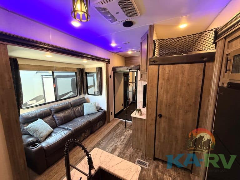 Accessible living space with modern furnishings and smart lighting.