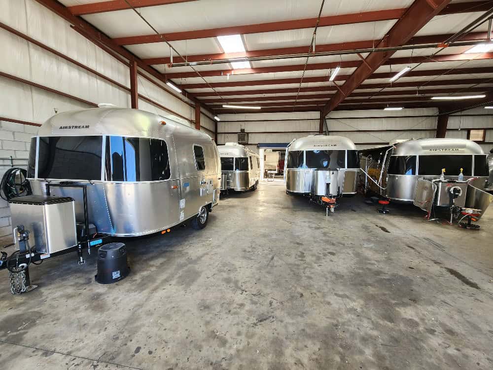 The inside of our Orlando Airstream body repair shop