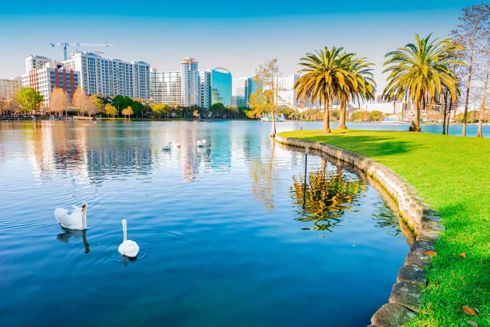 Lake Eola in downtown Orlando. This is one of the most iconic outdoor activities in Orlando.