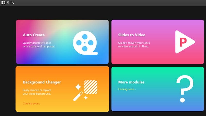 Filme fast video mode options.