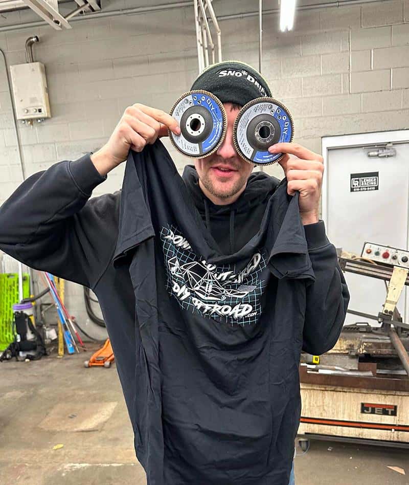 lenger mechanic with grinder blades over eyes