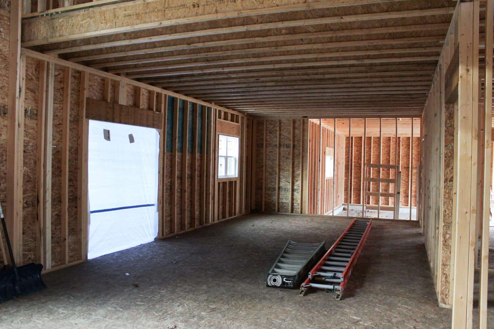 Interior view of a new Livingston Homes house under construction.