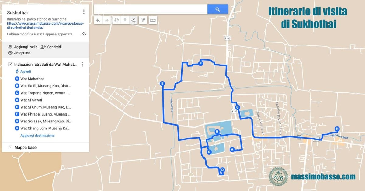 Itinerario di visita di Sukhothai