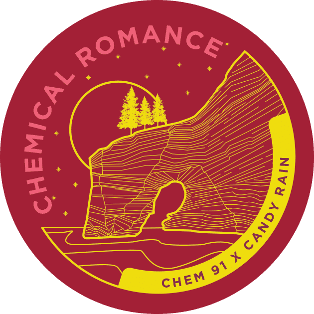 Michigrown logo with a stylized mountain, trees, and stars on a red background.