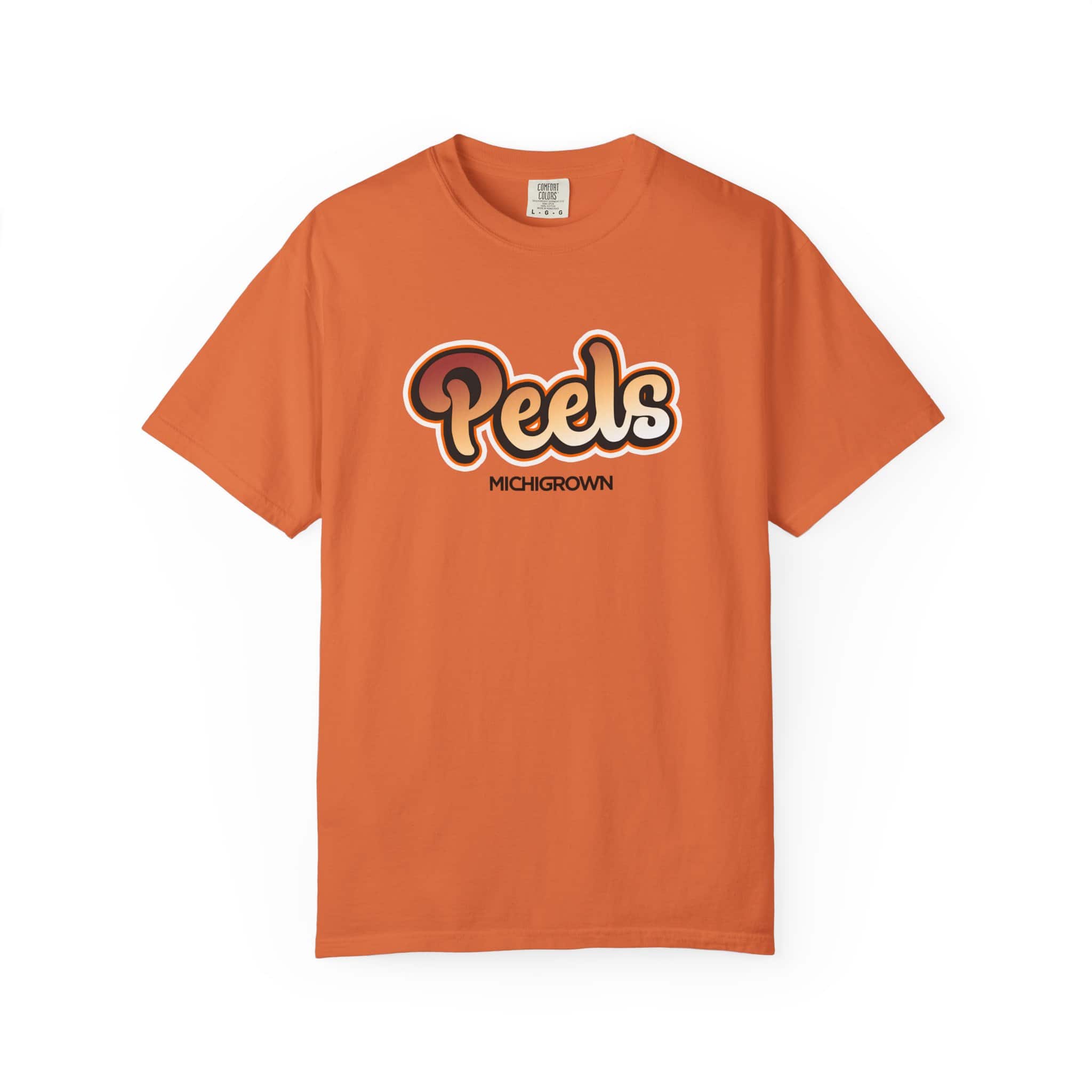 Orange T-shirt with Peds Michigrown logo for Peels.