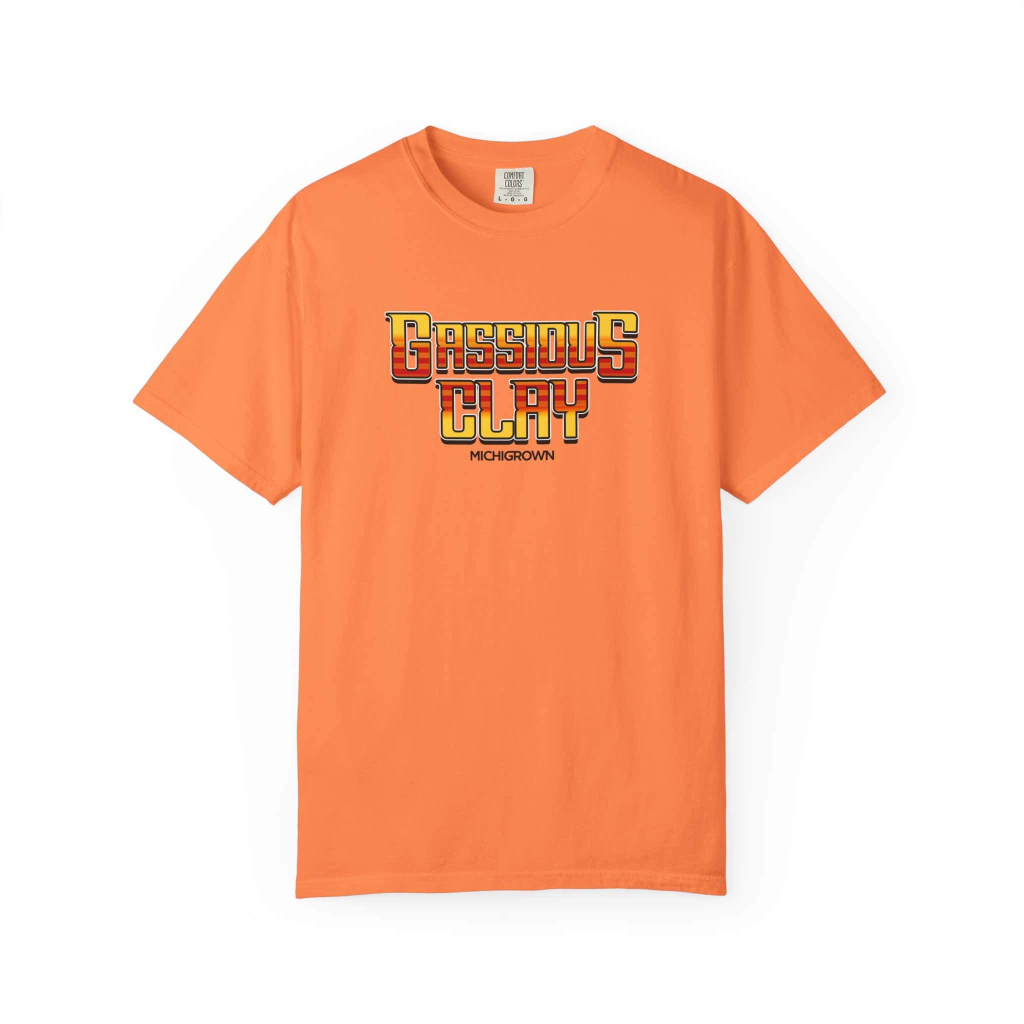 Orange Gassious Clay T-shirt with bold logo design.