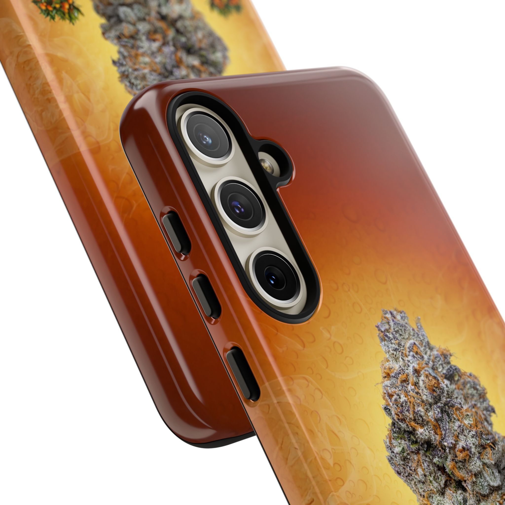 Phone case featuring cannabis plant design for iPhone.