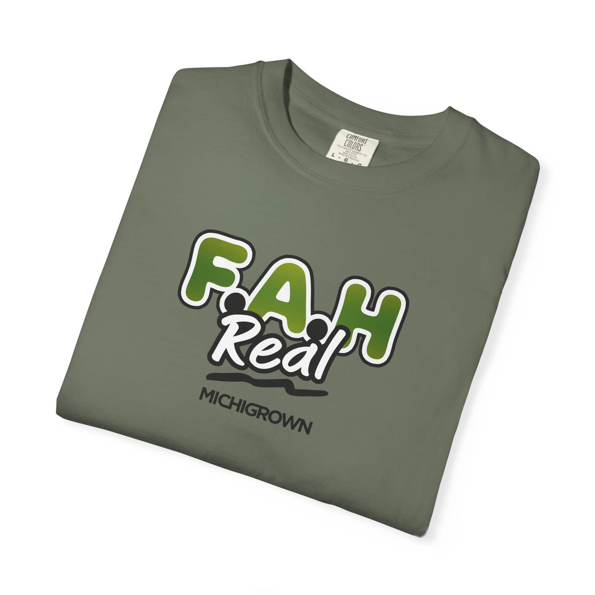 Gray F.A.H. T-shirt with Michigan Grown logo and text.
