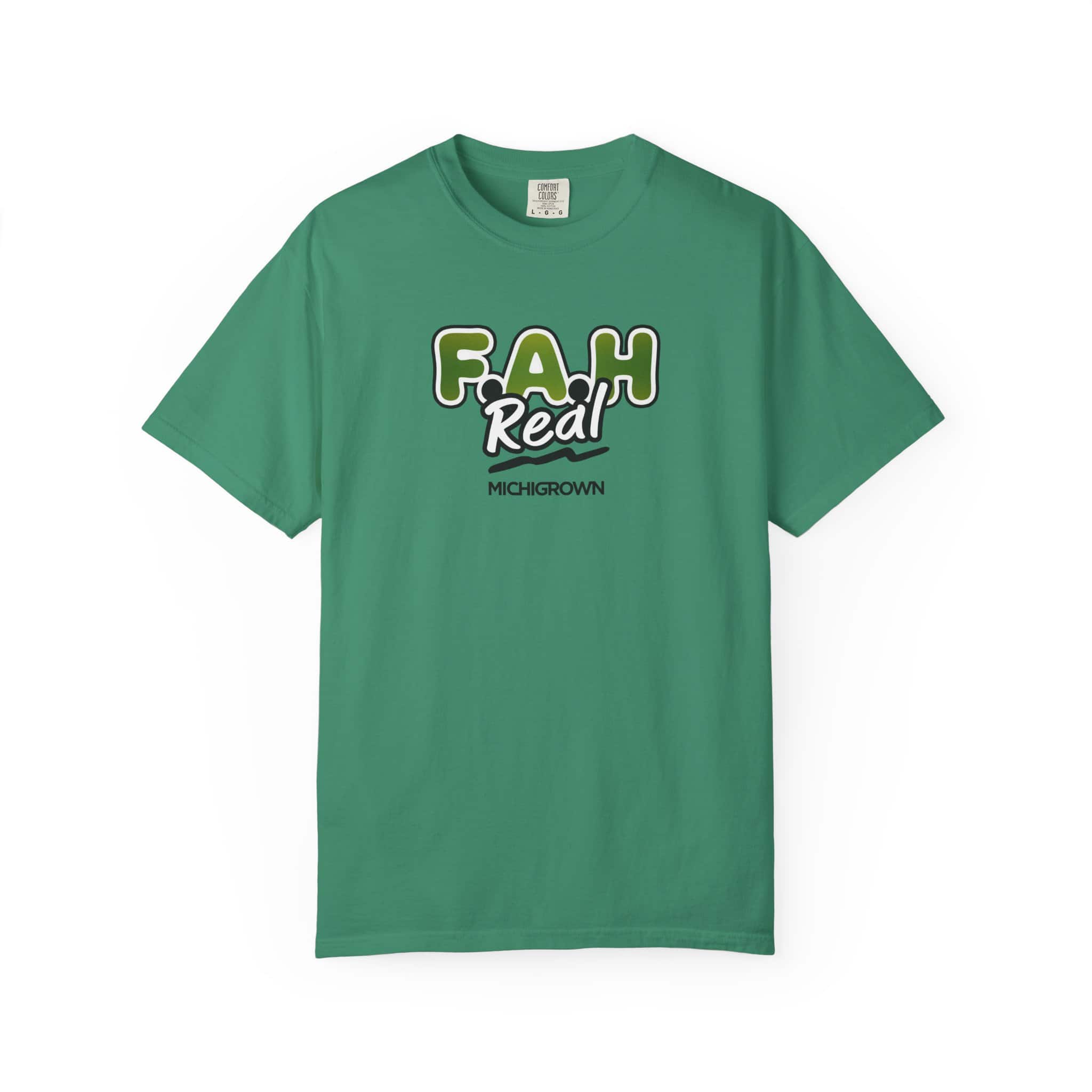 Green F.A.H. T-shirt with Michigan logo and text.