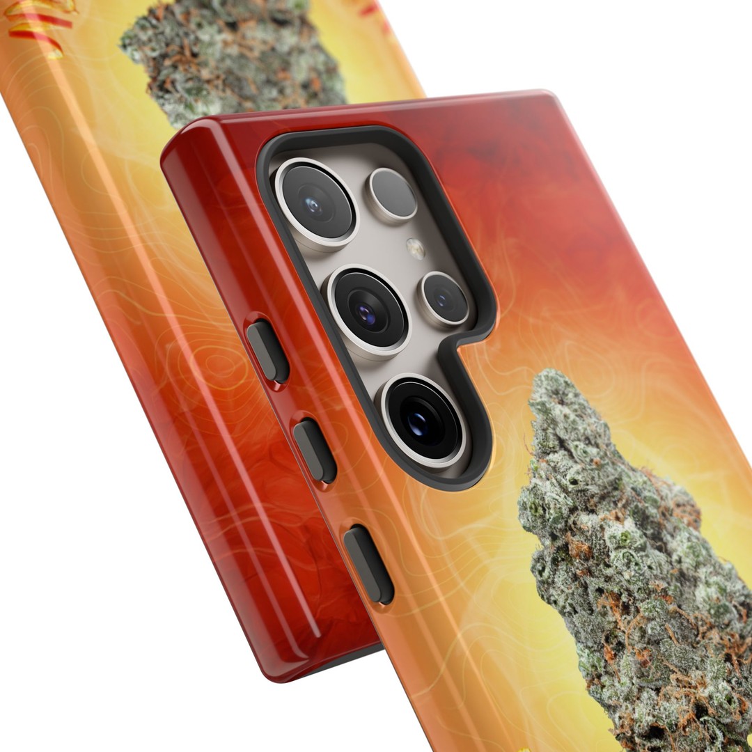 Phone case featuring cannabis plant design for PEELS PHONE CASE.