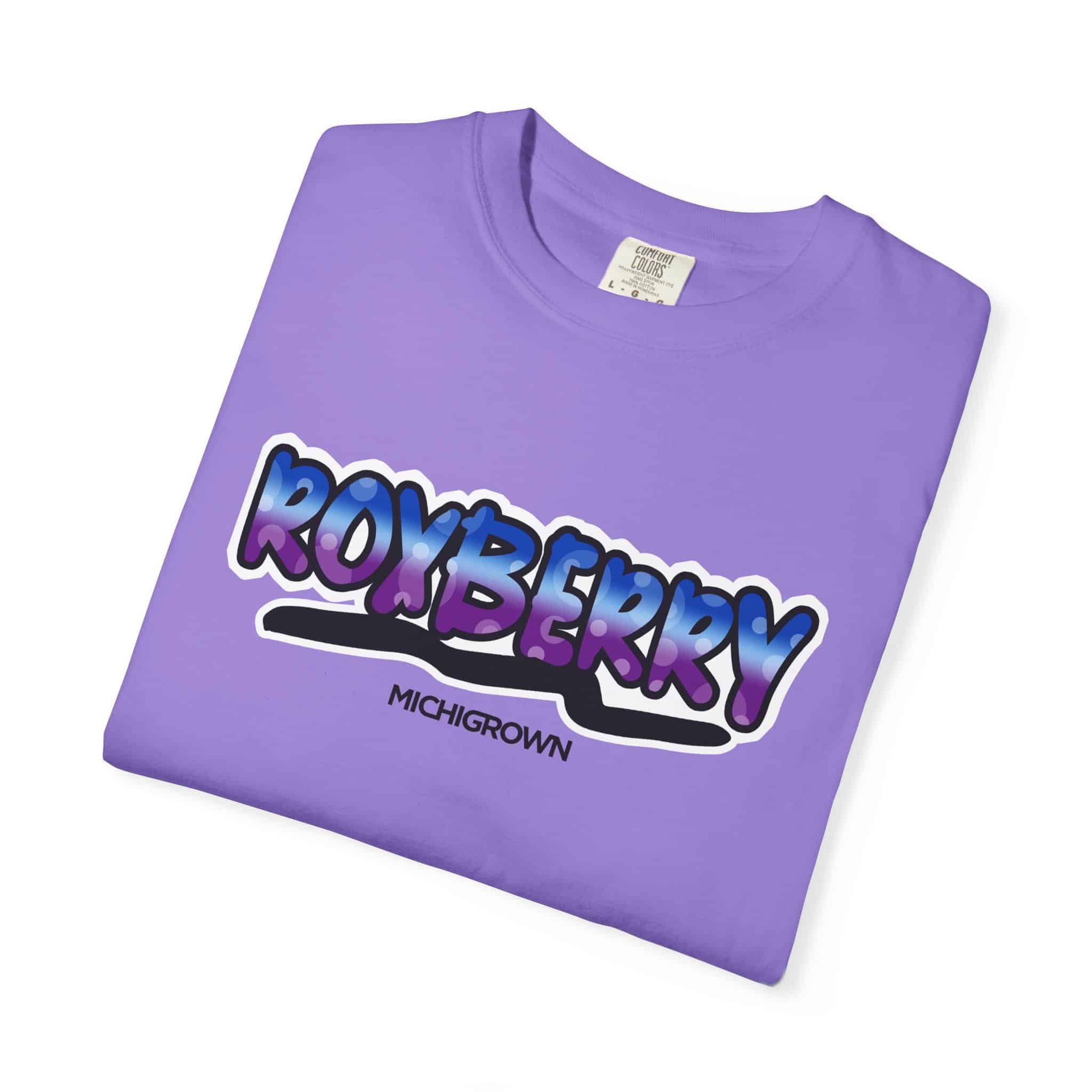 Purple Roxberry T-shirt with bold graphic logo from Michigrown.