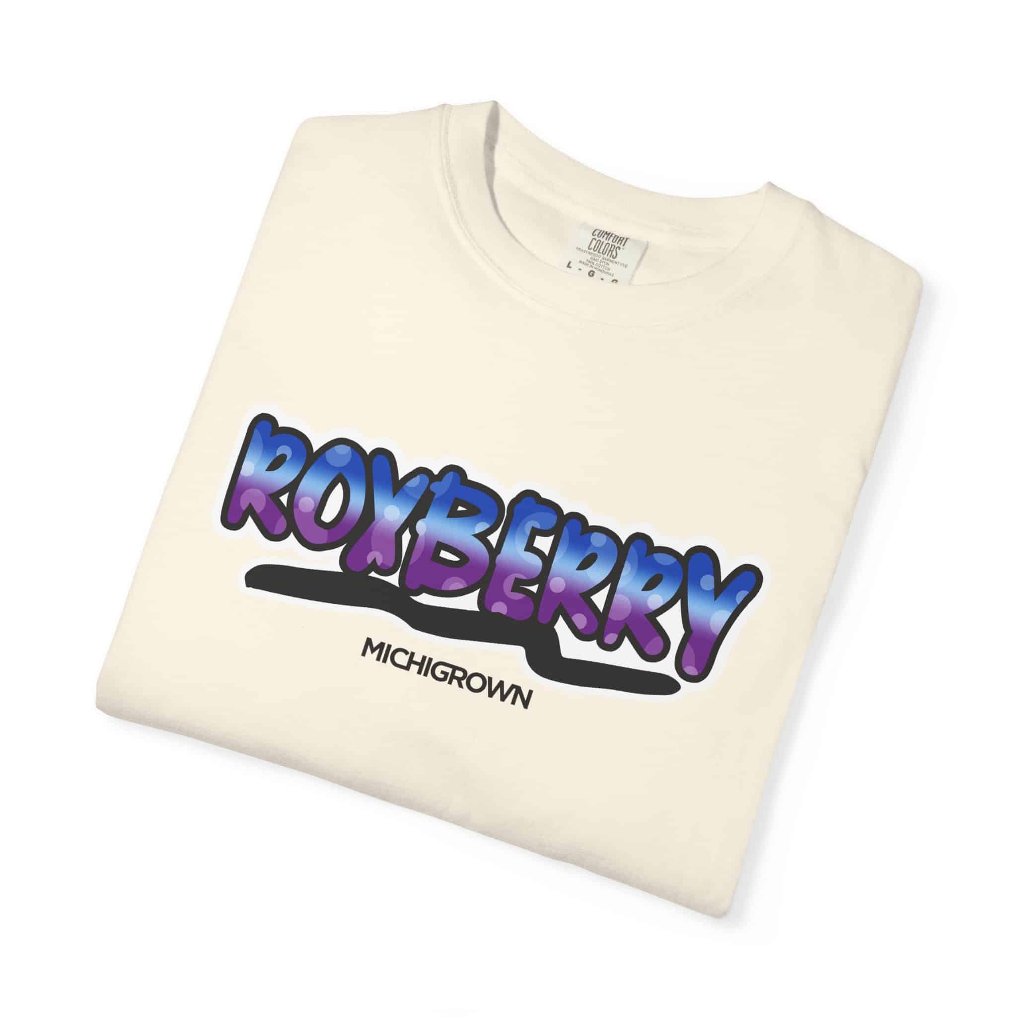 White T-shirt with Roxberry graphic and Michigrown logo.