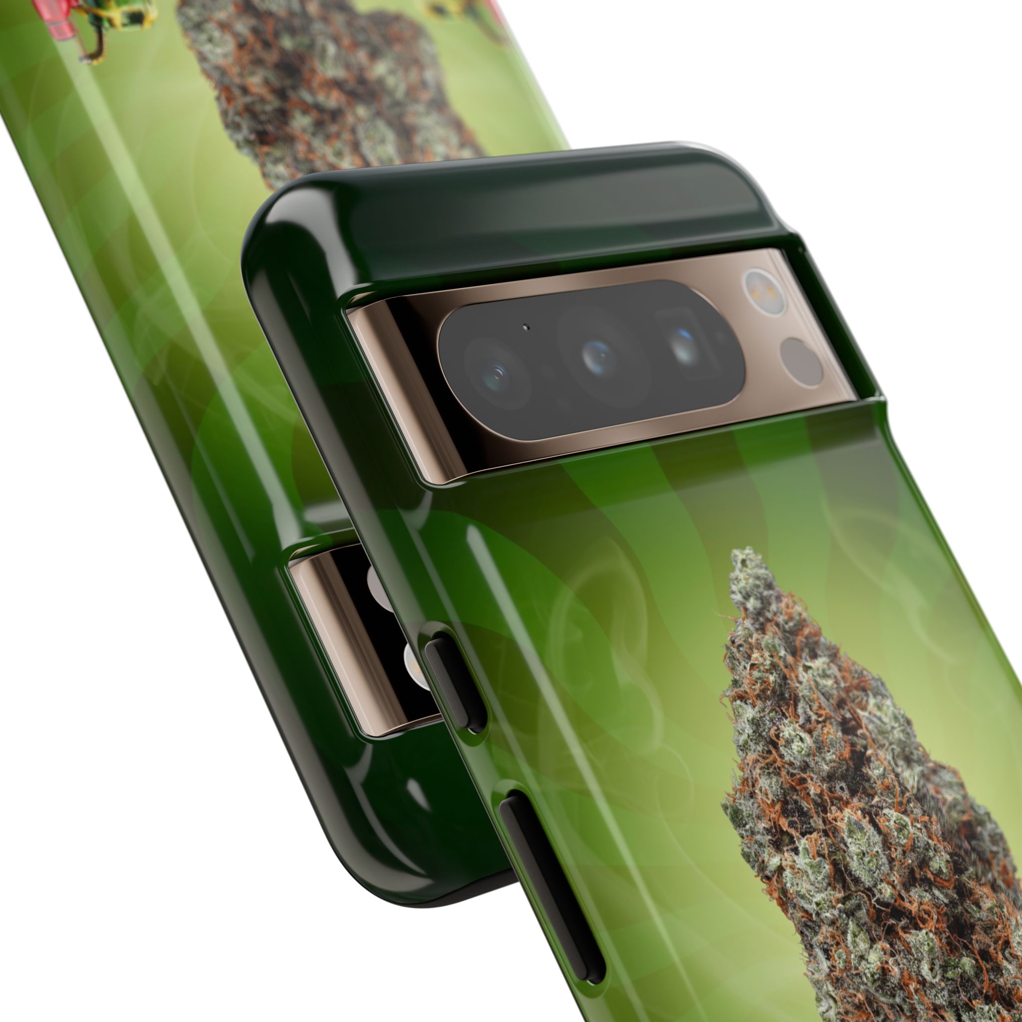 Green GASSIOUS CLAY phone case with cannabis leaf design for Samsung Galaxy.