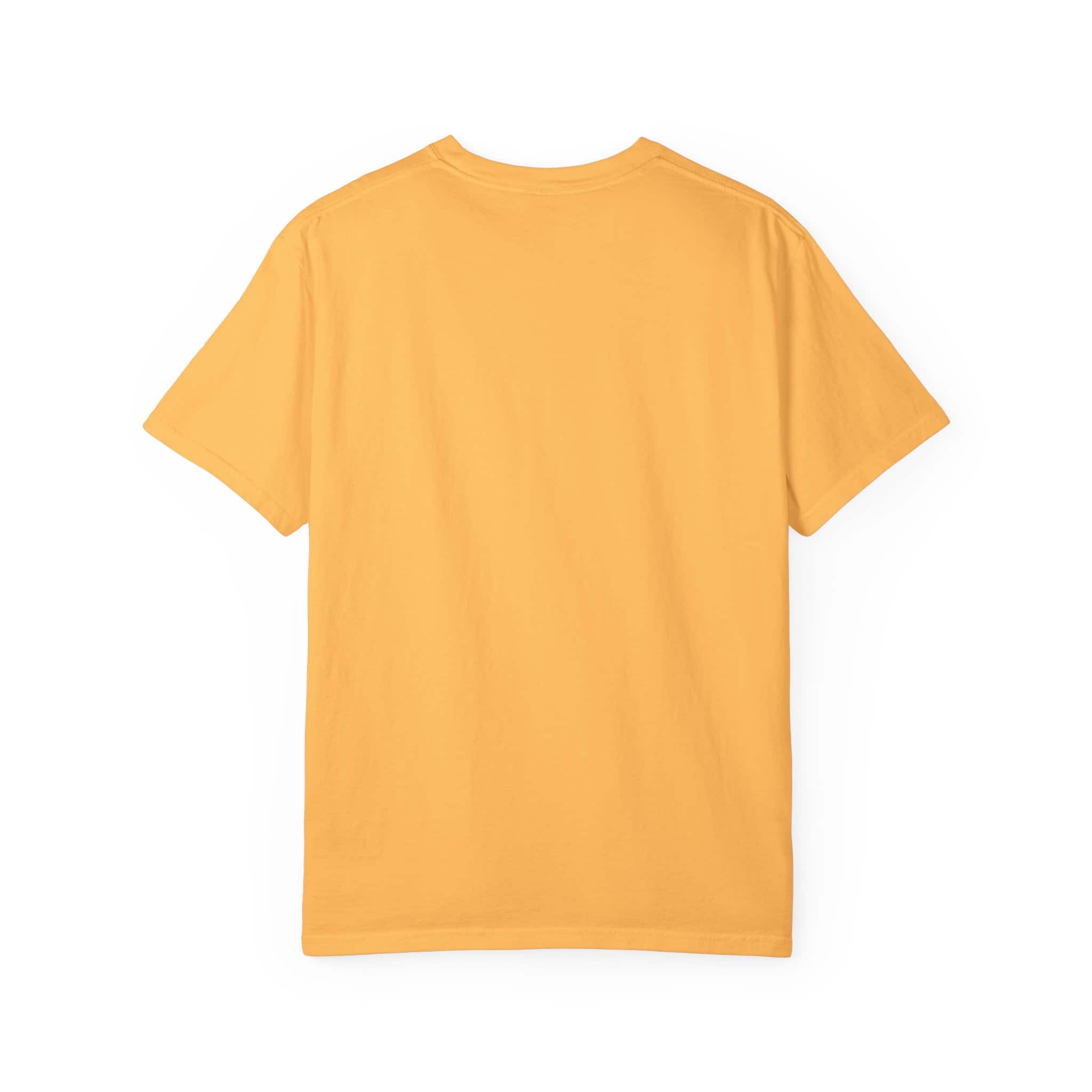 Plain yellow T-shirt displayed on a white background.