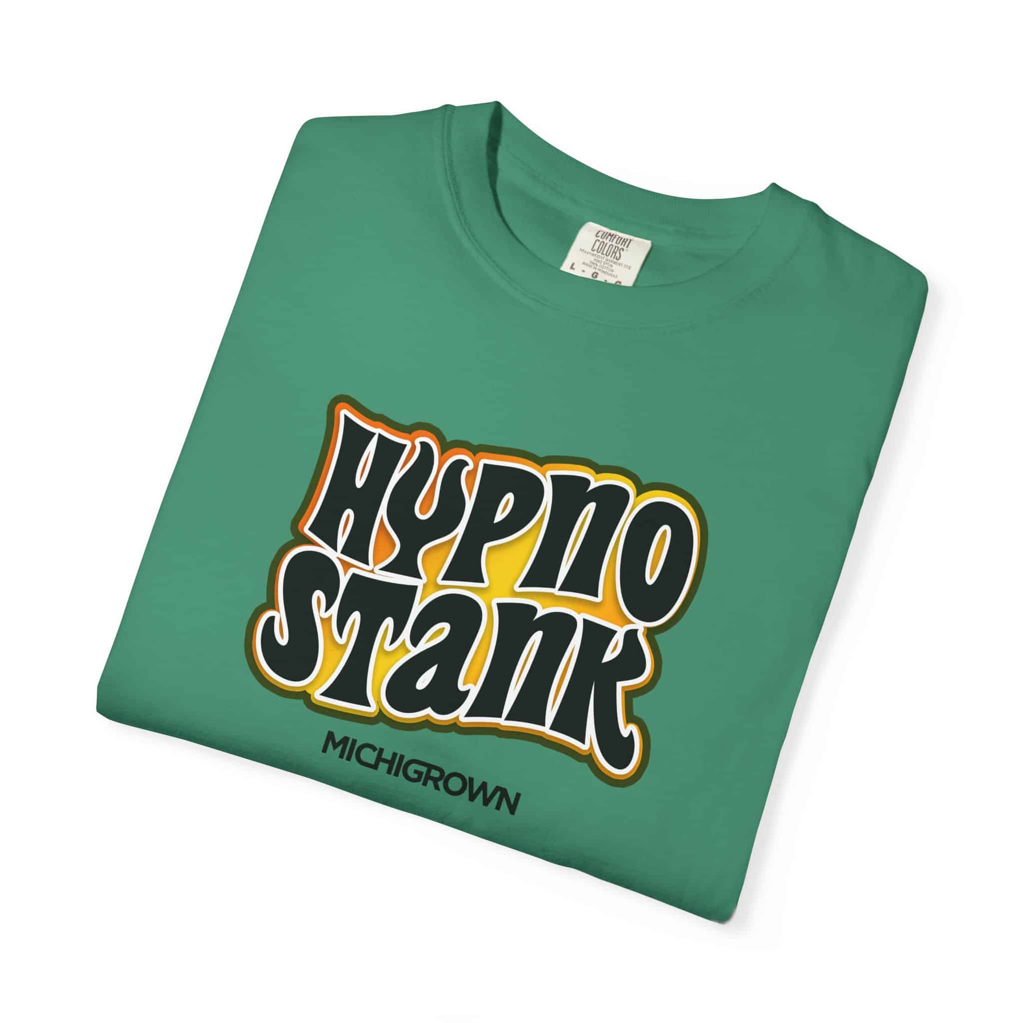 Green Hypno Stank T-shirt with bold logo from Michigrown.