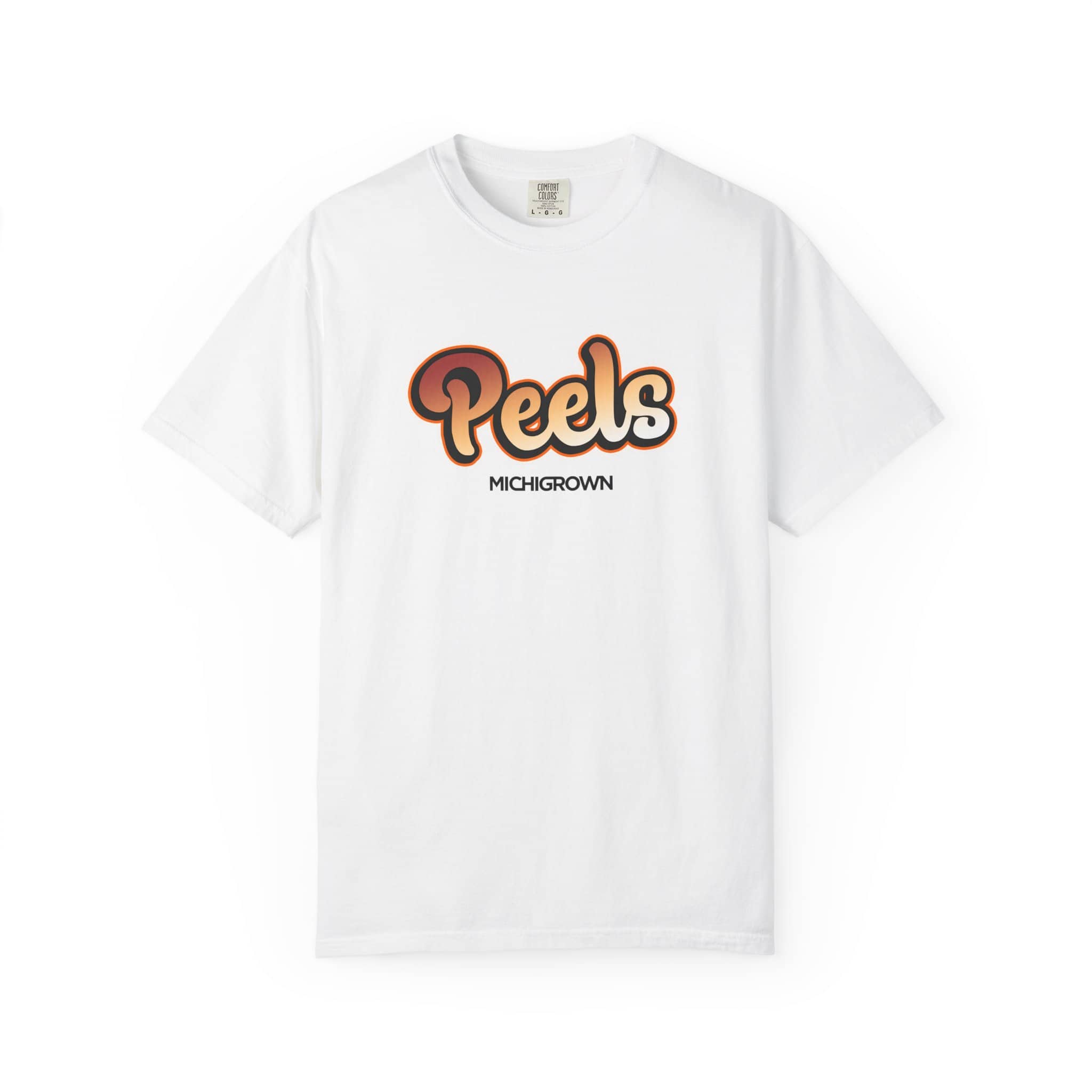 White T-shirt with 'Peels' logo and 'MICHIGROWN' text.