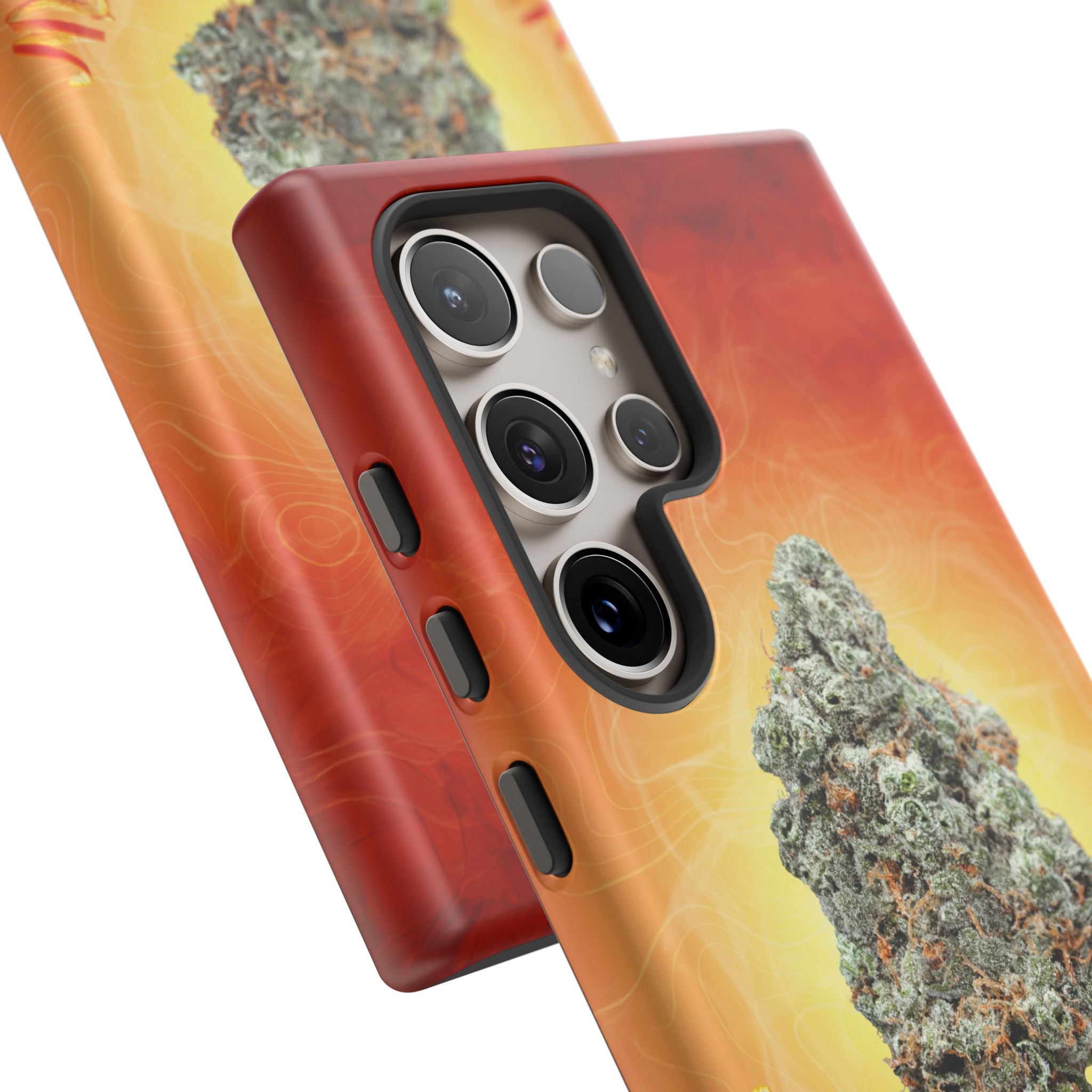 Phone case featuring cannabis leaf design for iPhone.