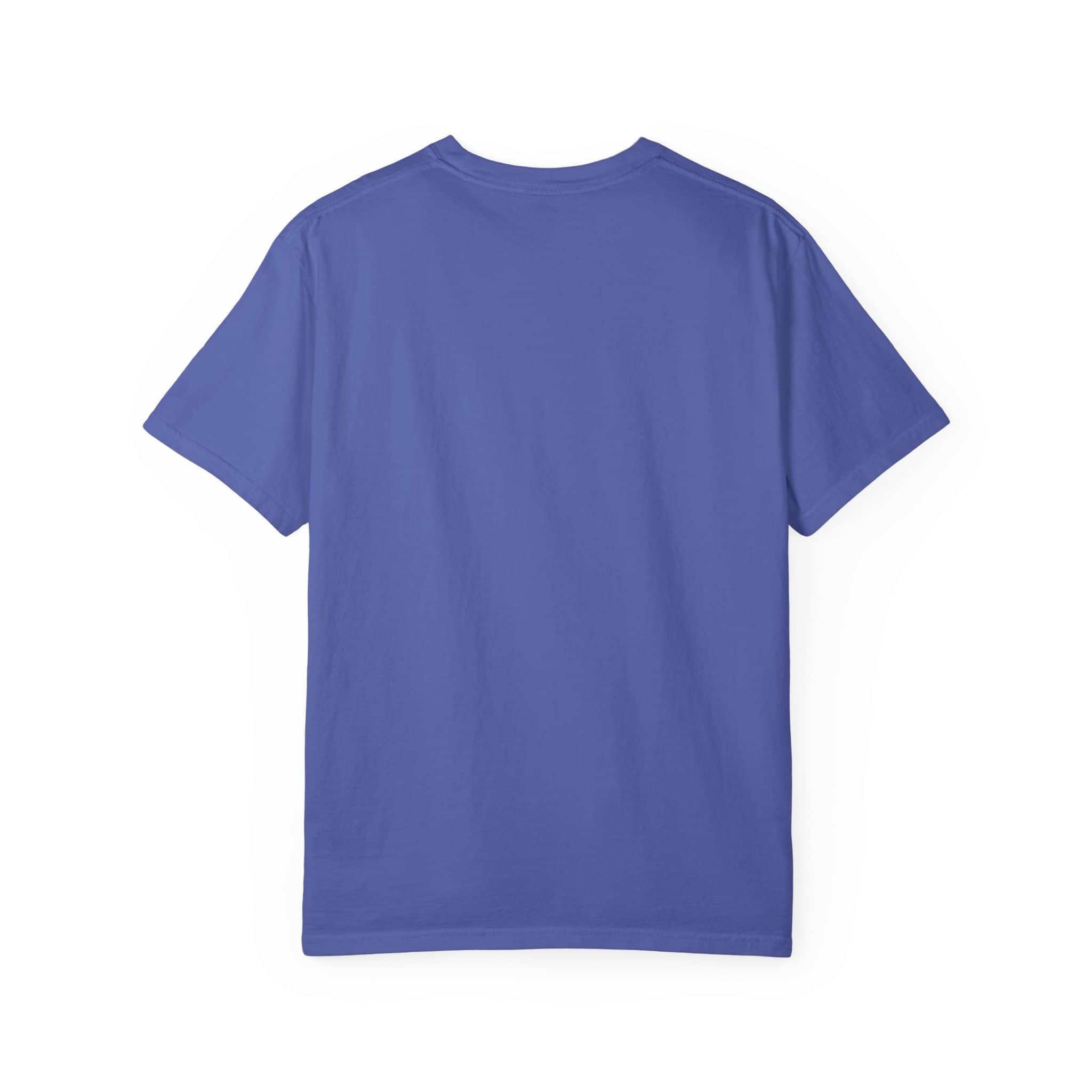 Blue Roxberry TEE shirt with simple design, front view.