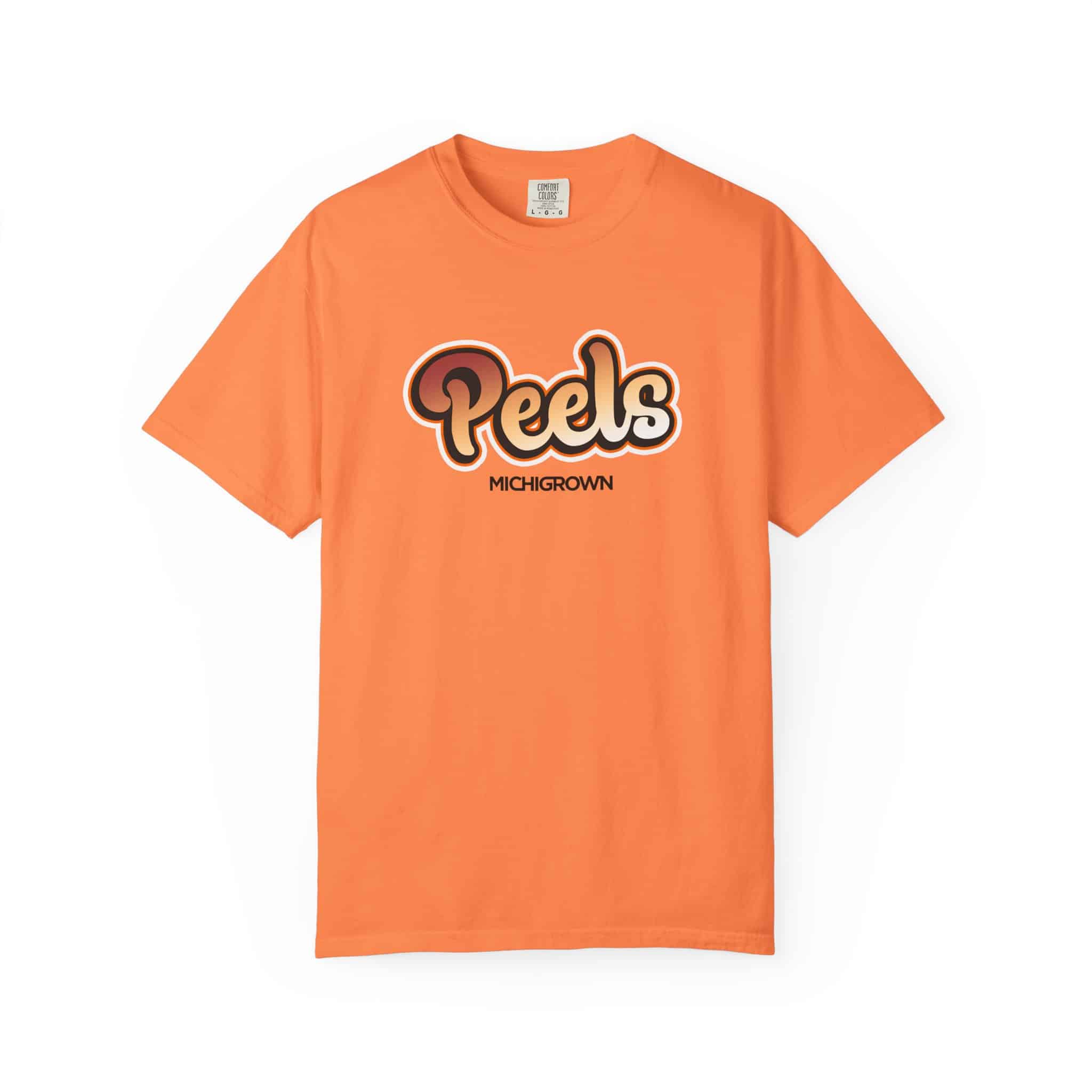 Orange T-shirt with Peds Michigrown logo for Peels and T-shirt.