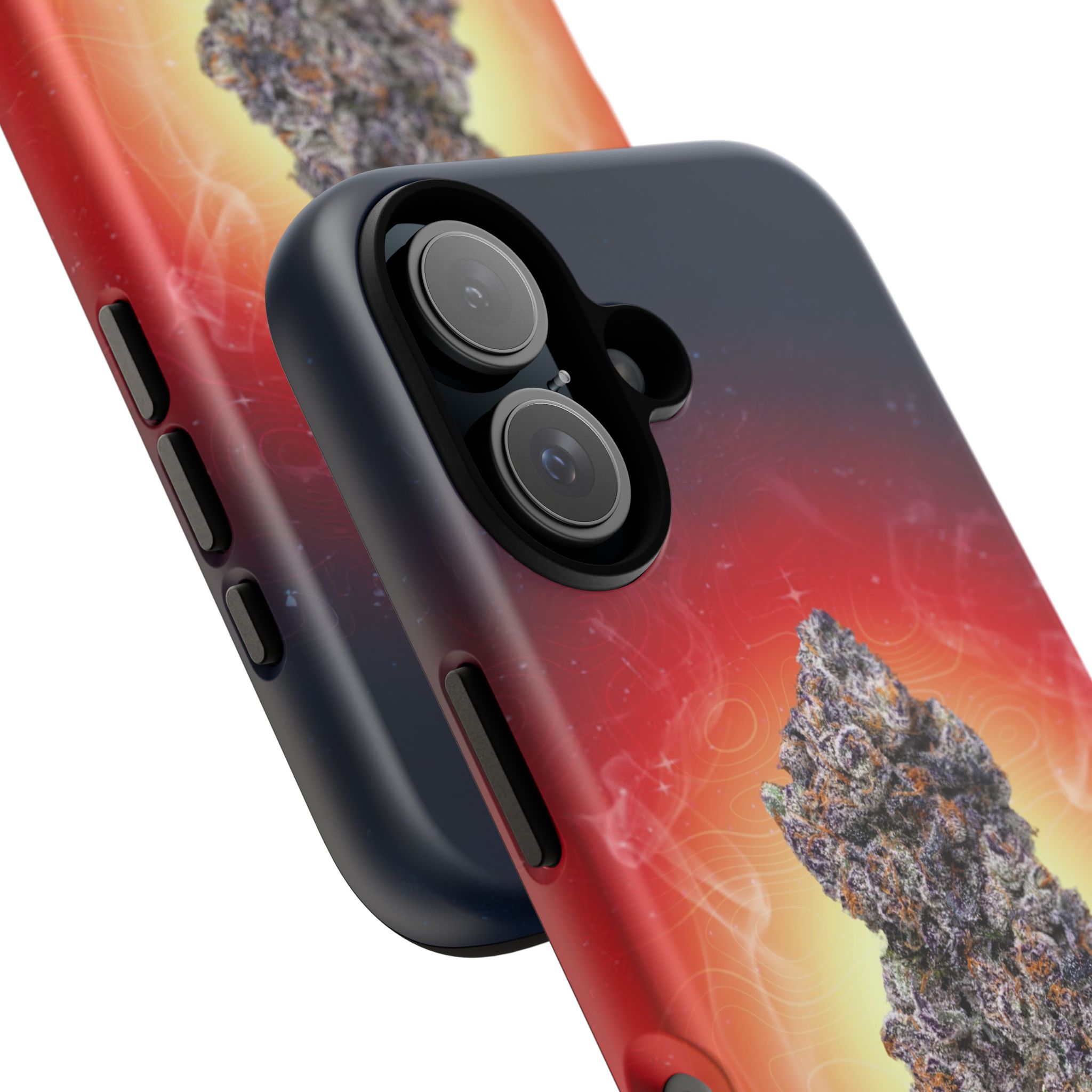 Phone case featuring cannabis bud design for iPhone.