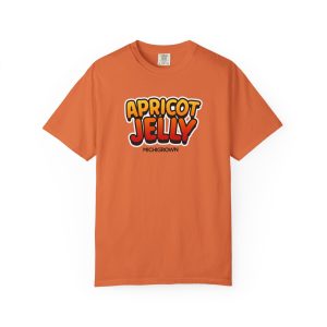 Orange T-shirt with Apricot Jelly graphic and Michigan logo.