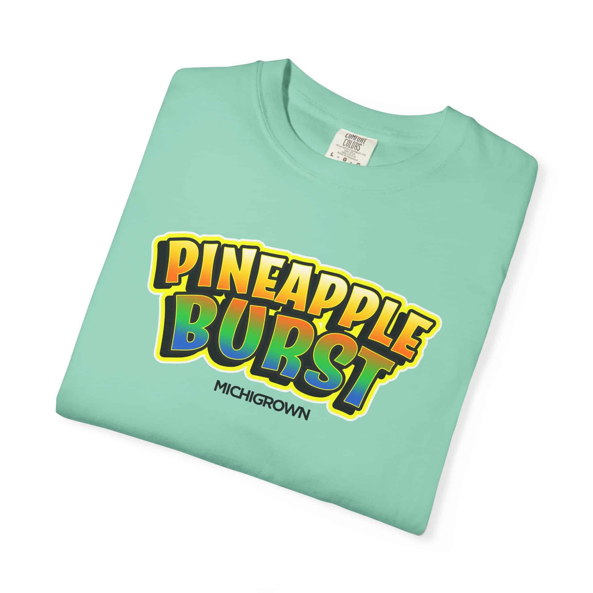 Mint green T-shirt with Pineapple Burst graphic design from Michigrown.