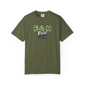 Olive green F.A.H. T-shirt with Michigan graphic and text.