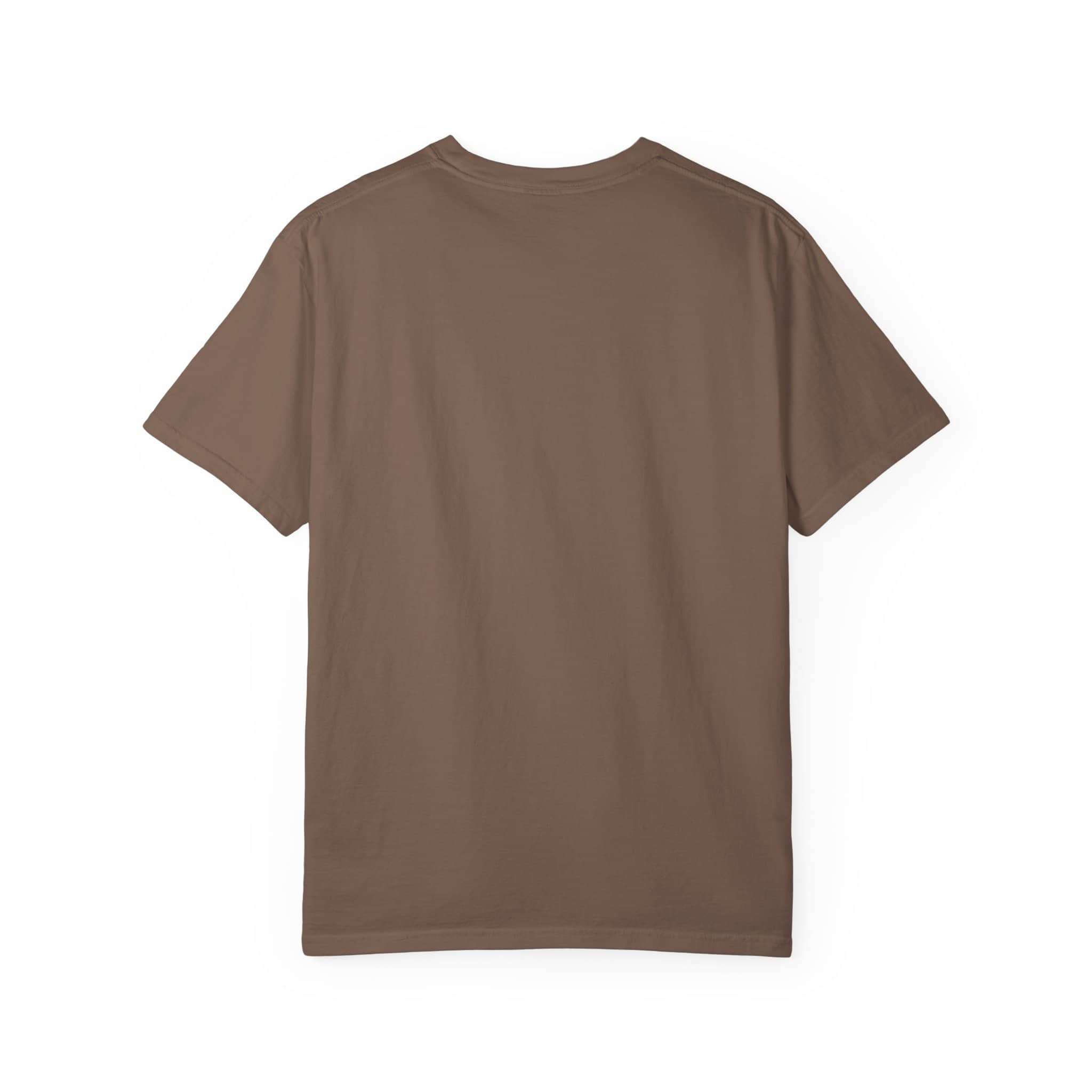 Plain brown F.A.H. T-shirt with short sleeves and round neck.