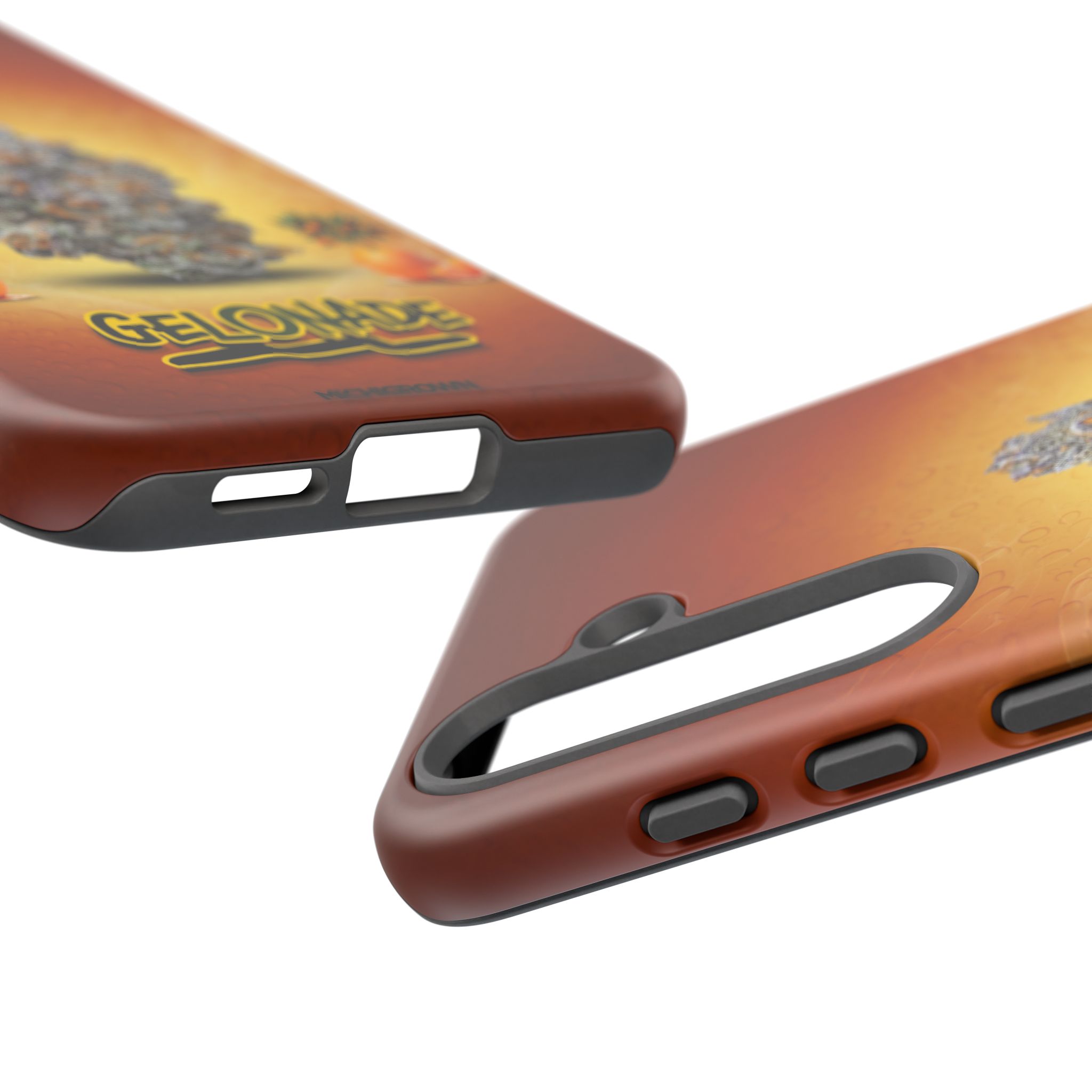 GELONADE phone case with graphic design and cutouts for camera and buttons.