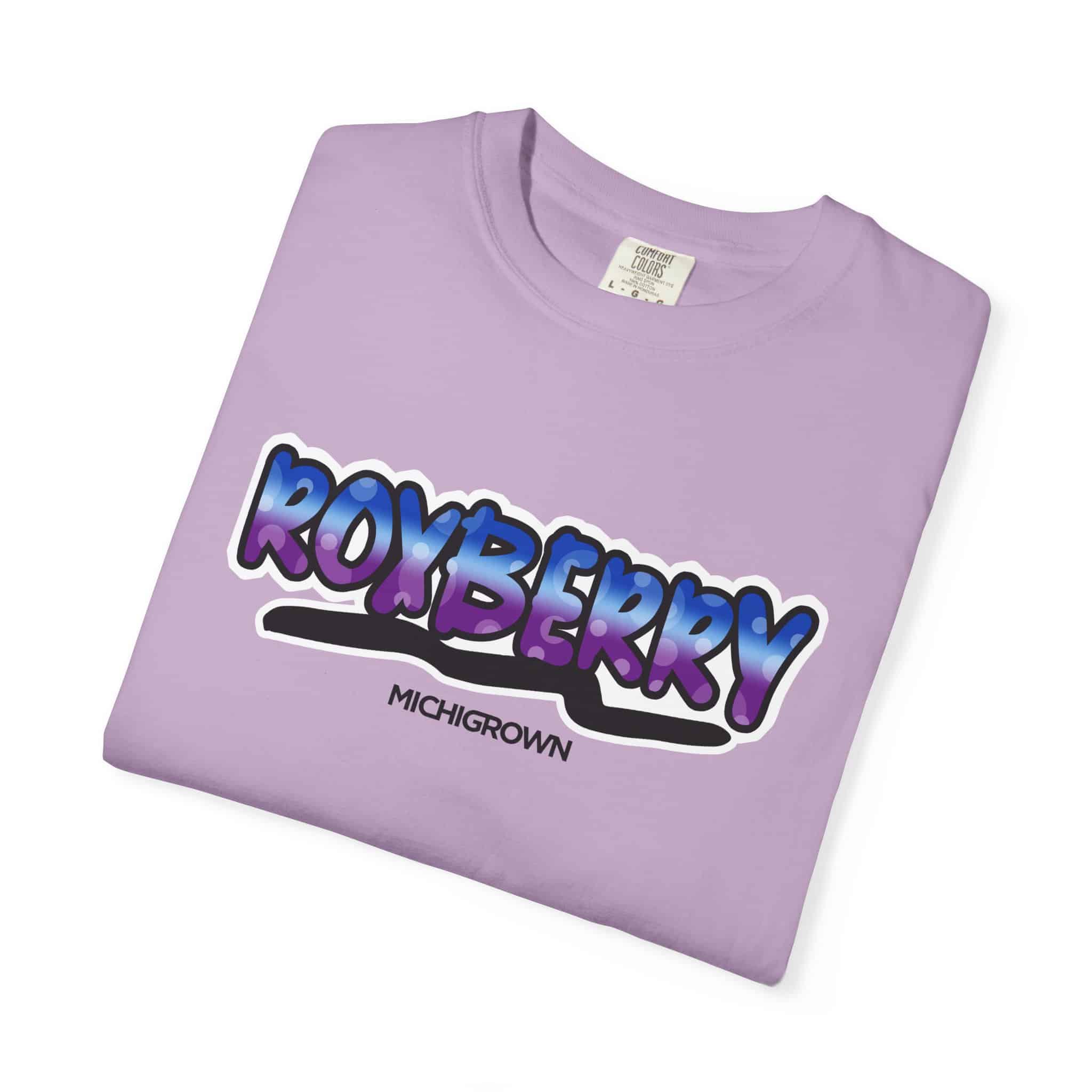 Lilac Roxberry T-shirt with bold graphic design from Michigrown.