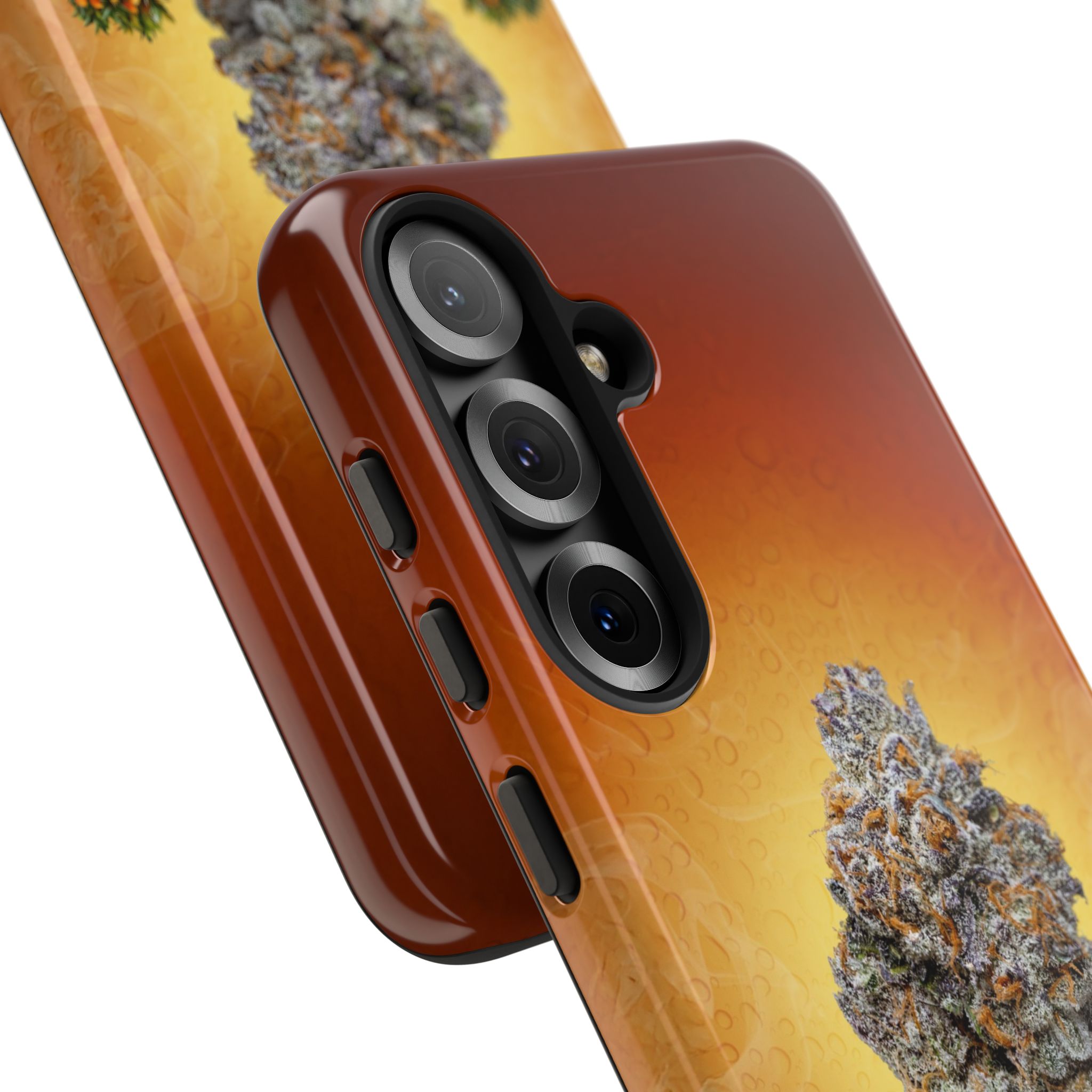 Phone case featuring cannabis plant design for iPhone.