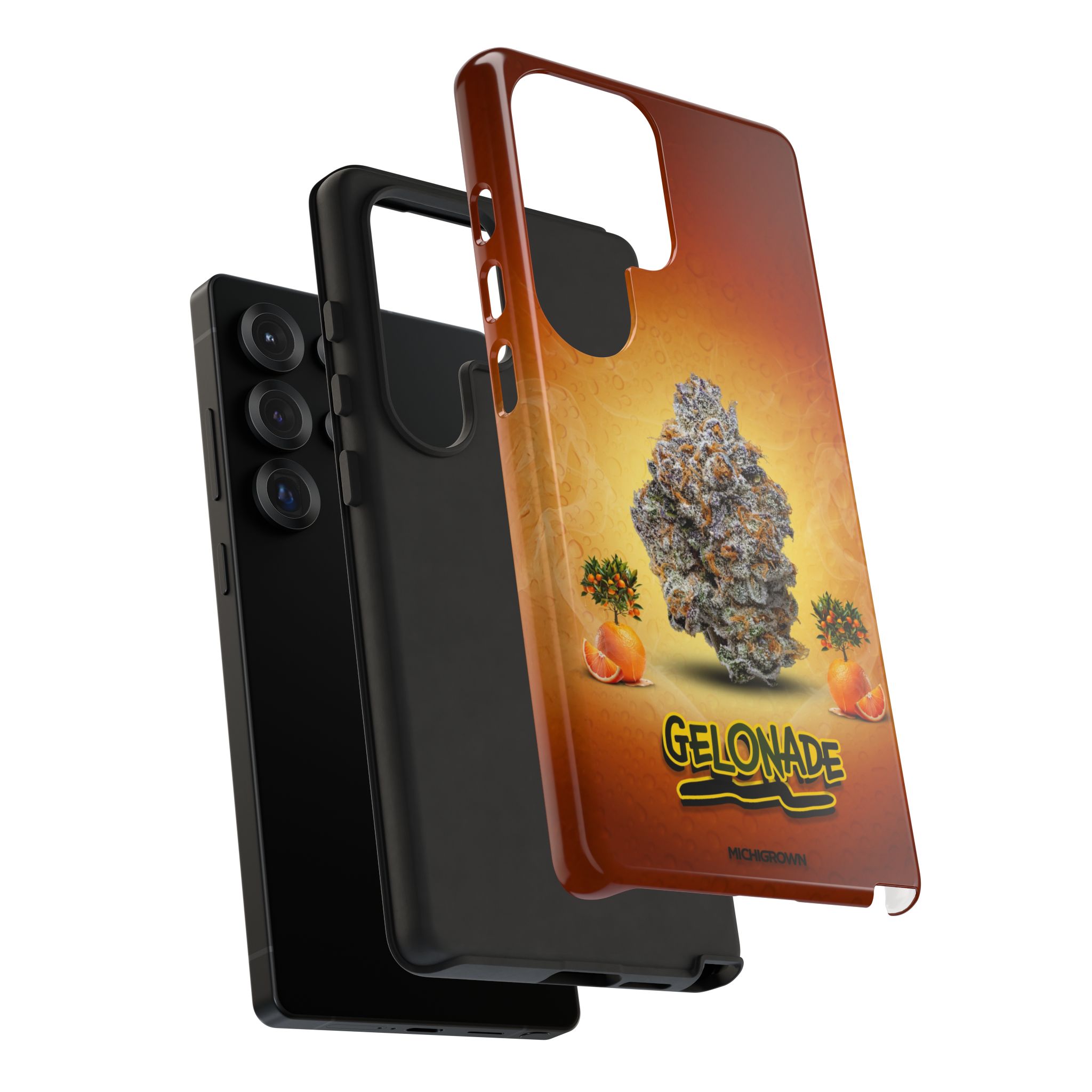 GELONADE phone case with cannabis-themed design for iPhone.