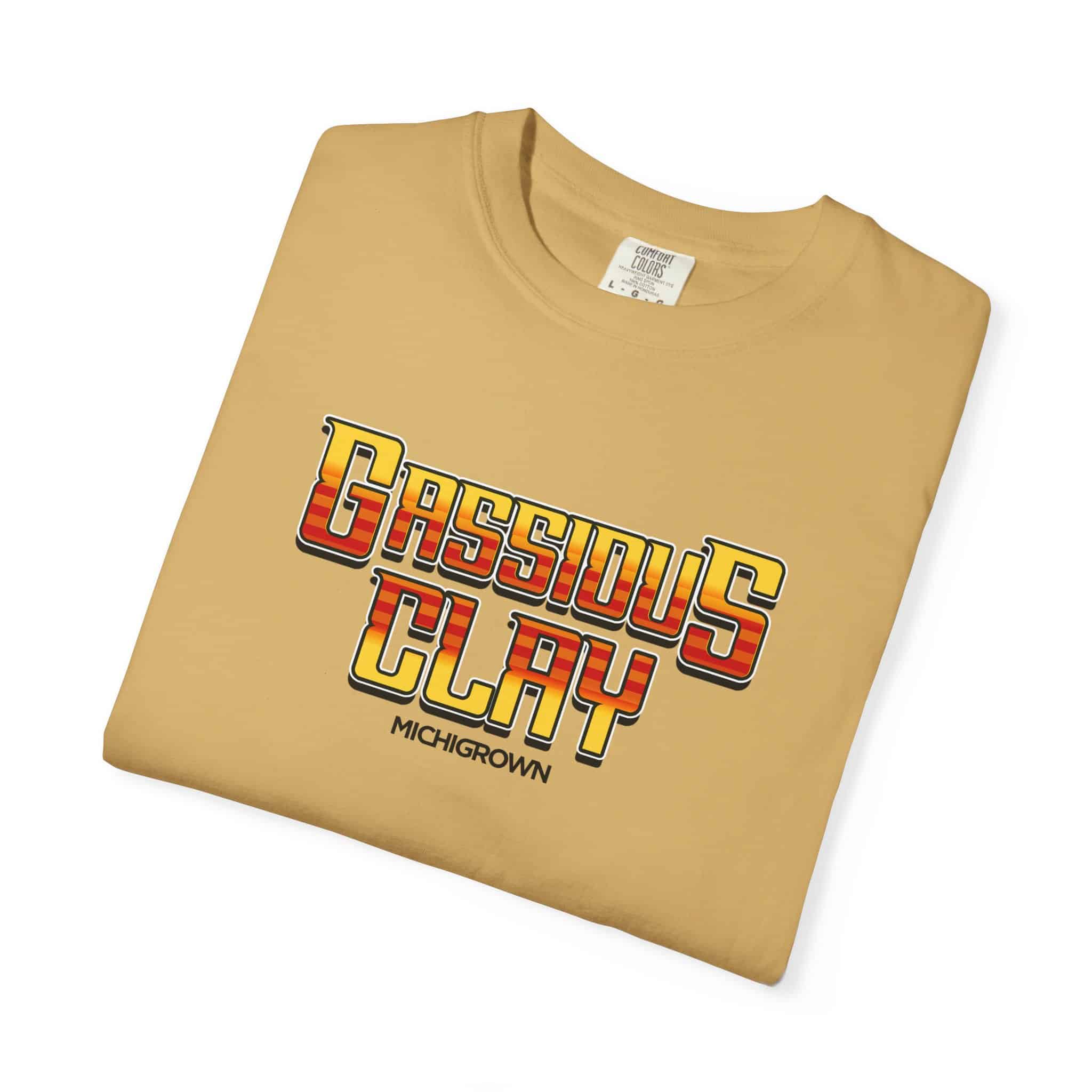 Gassious Clay T-shirt with bold text and Michigan logo from Michigrown.