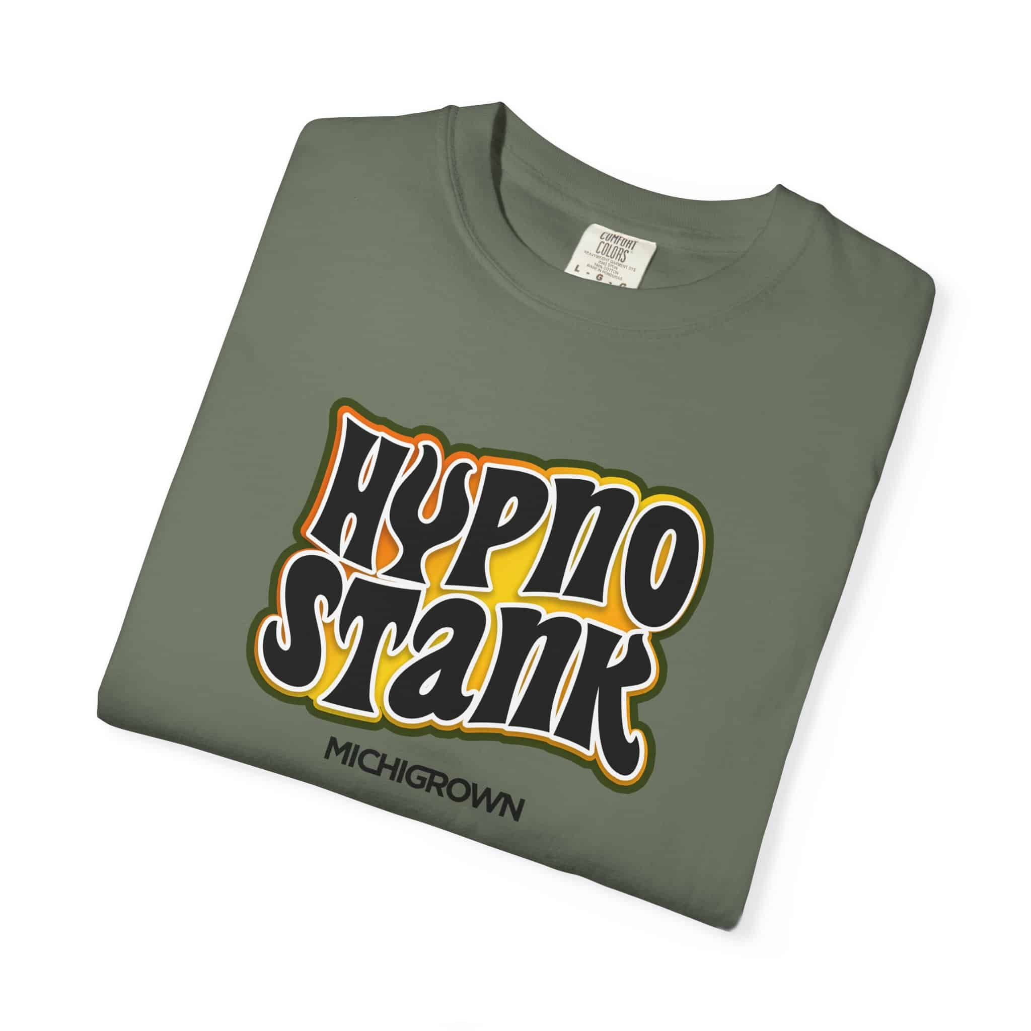 Green Hypno Stank T-shirt with bold logo from Michigrown.