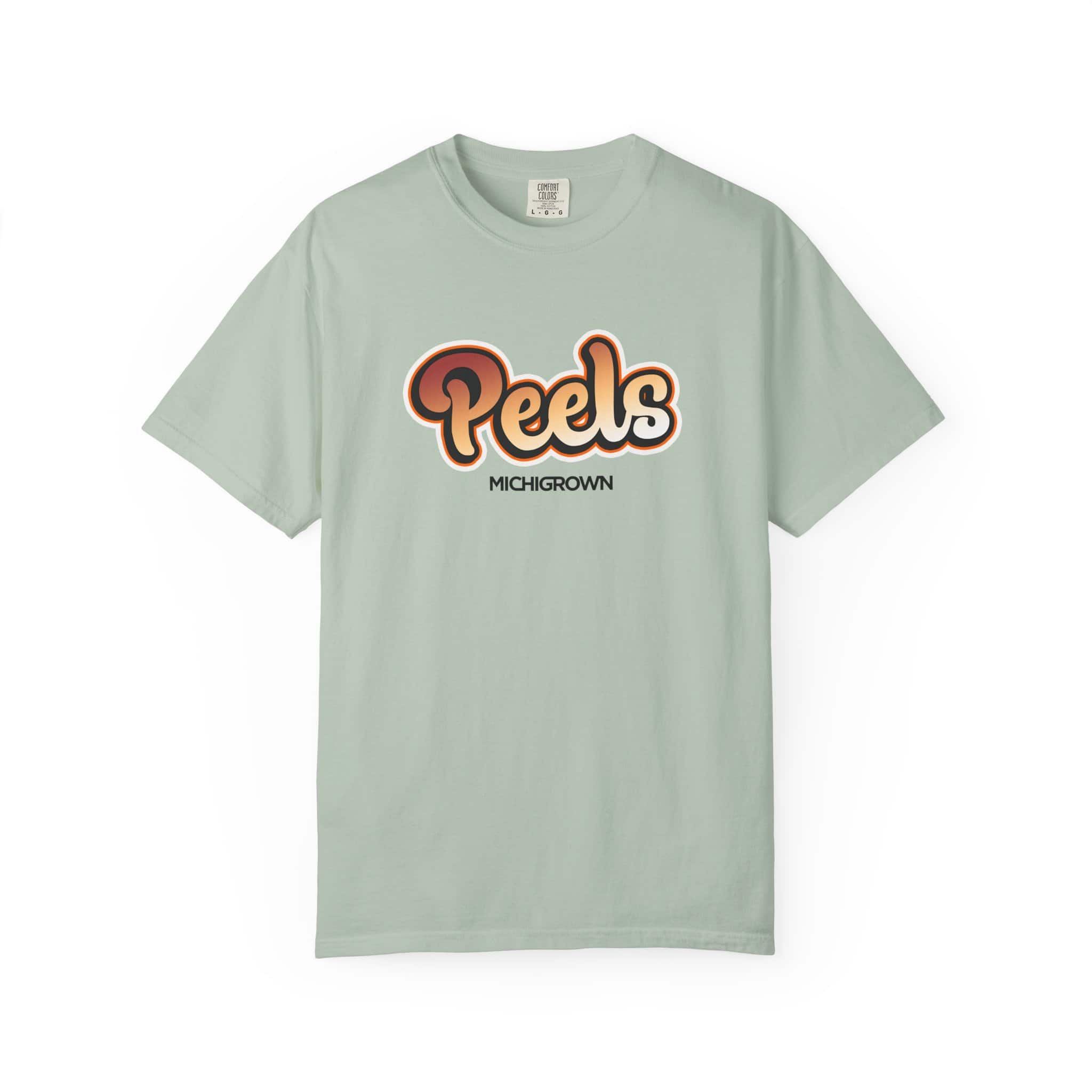Light green T-shirt with Michigrown Peds logo for Peels.