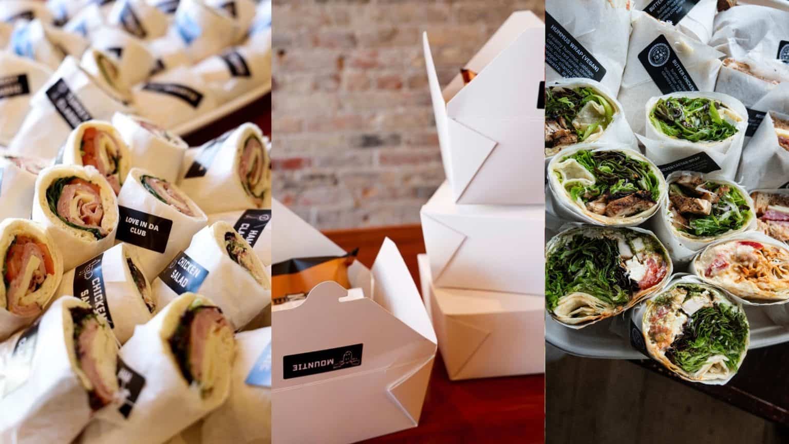 Delicious gourmet wraps and fresh takeout meals from Mudpenny, perfect for quick, healthy dining opt.