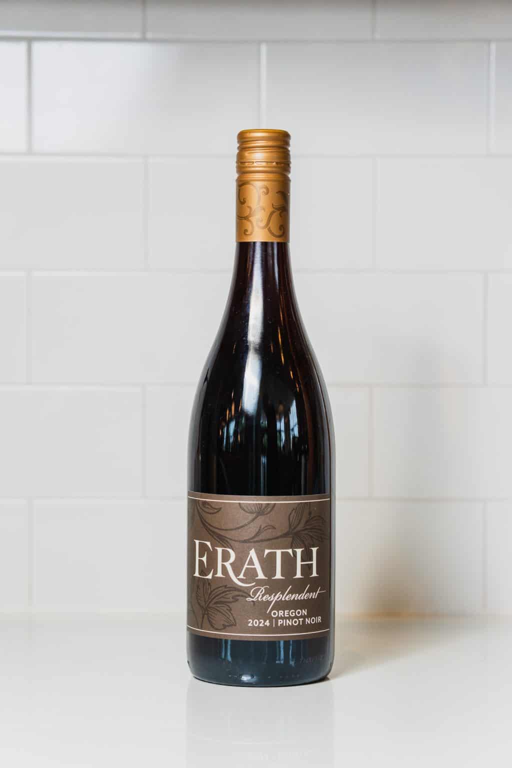Erath Le Puy Oregon red wine bottle on white background.