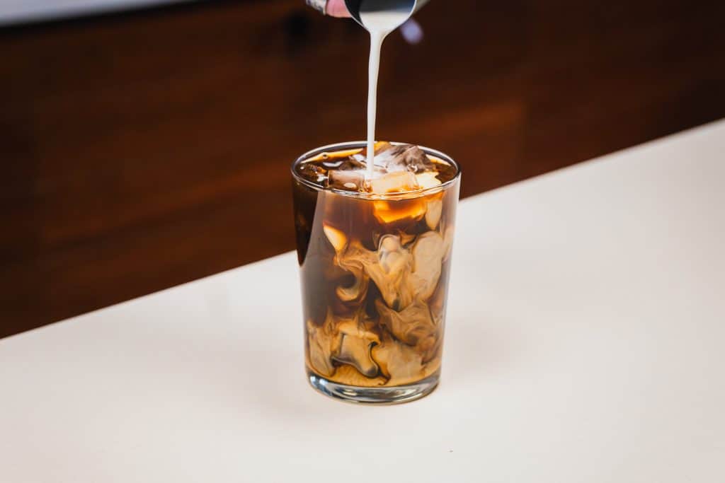 Cold brew coffee with cream, refreshing beverage for spring.