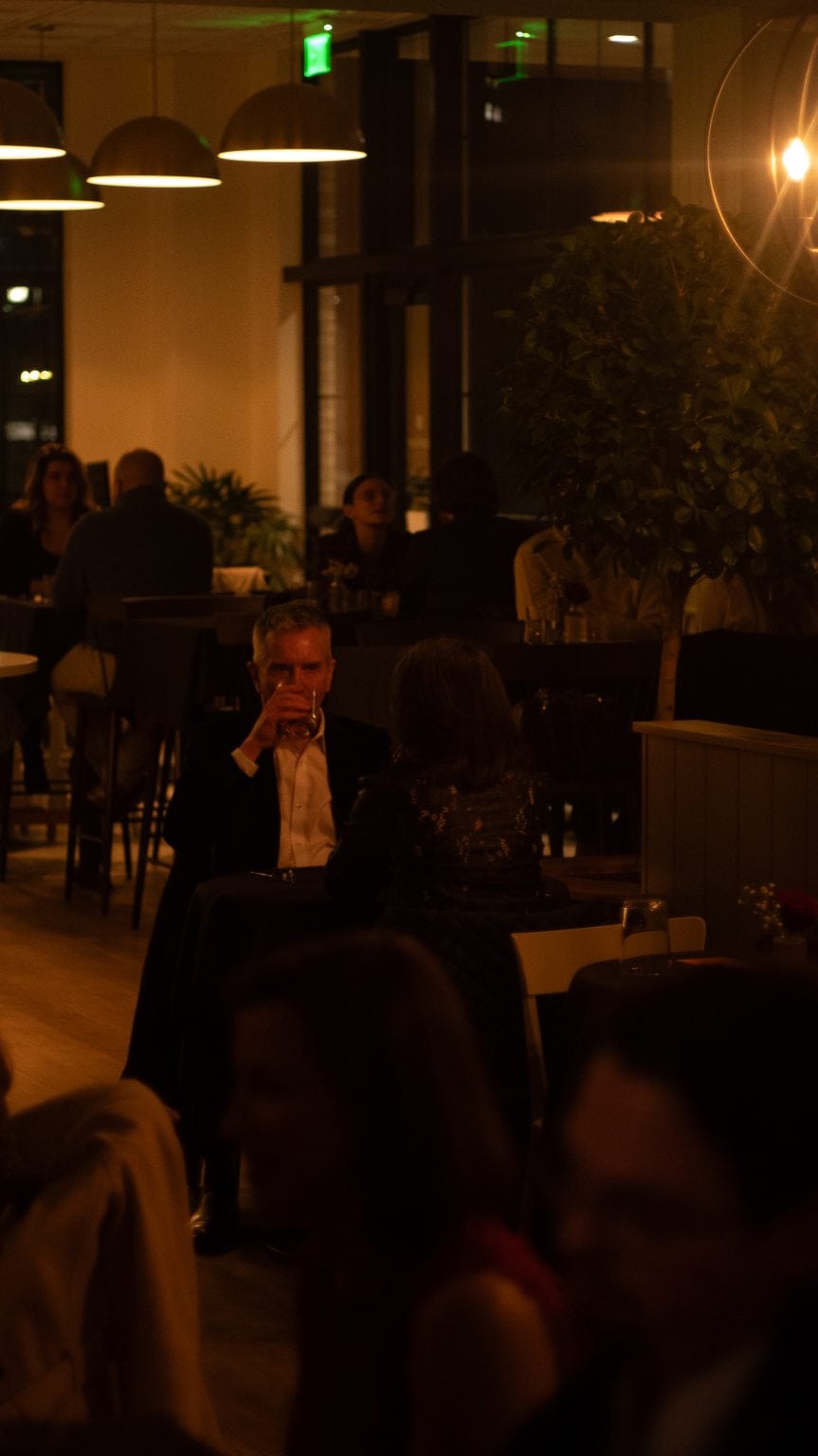 Elegant dining scene at Mudpenny during Spring Lake event.