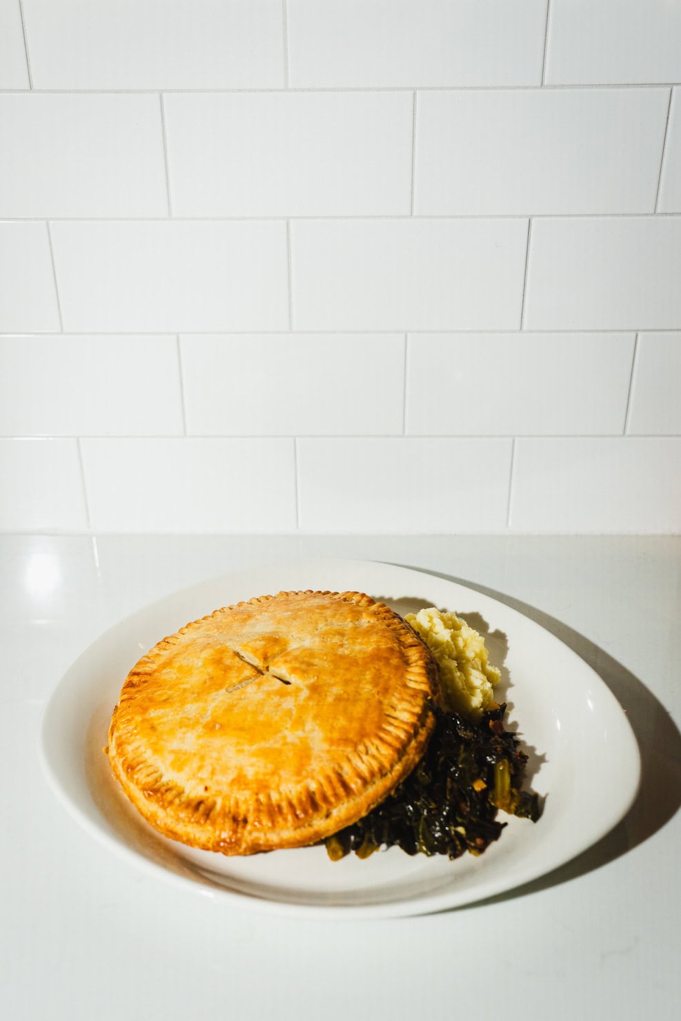 Savory pot pie with a golden pastry crust.