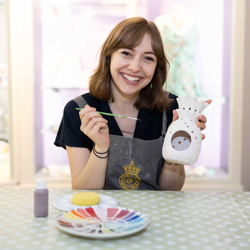 pottery painting pineapple tealights