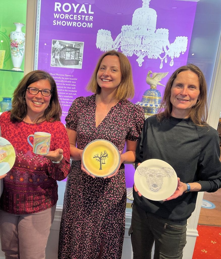 University of Worcester Business school enjoying pottery painting