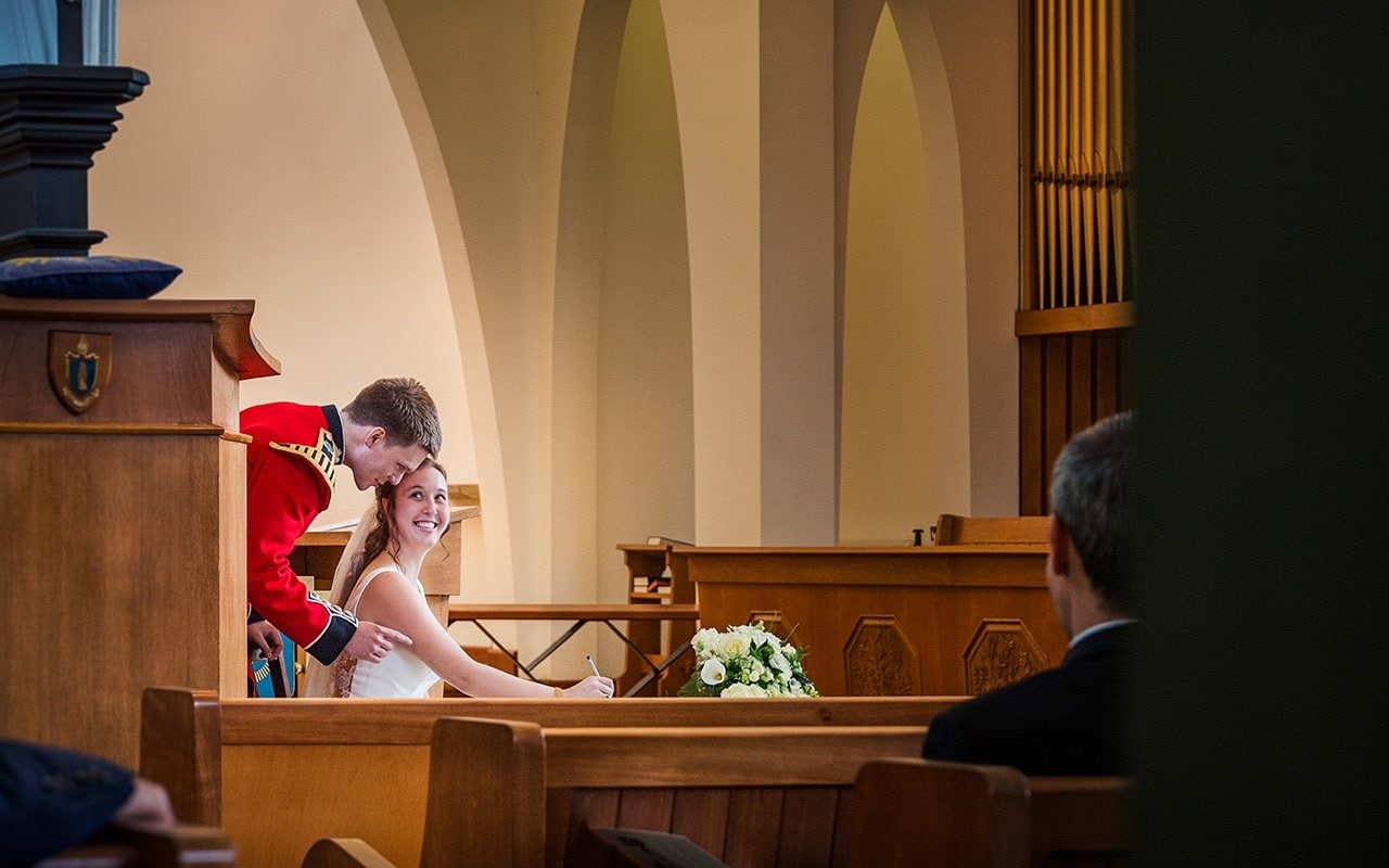 Dorset military church wedding ceremony bride groom photo one thousand words wedding photographer