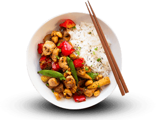  Crisp vegetables and roasted cashews stir-fried in a tangy Thai sauce, blending sweetness and heat with satisfying texture.