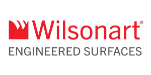 Wilsonart engineered surfaces logo with red and gray design.